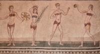 Mosaic with Women Playing Sports